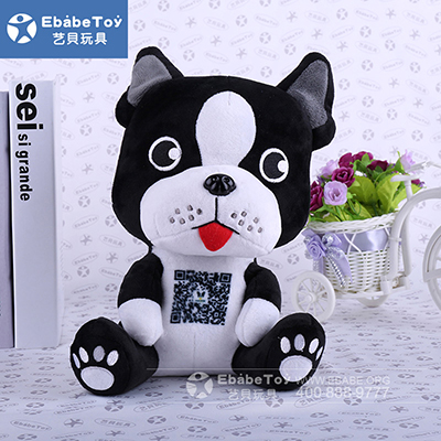 企业形象毛绒小狗定制,可印二维码