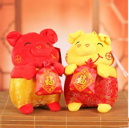 猪年吉祥物公仔生肖猪毛绒玩具新年年会礼品玩偶