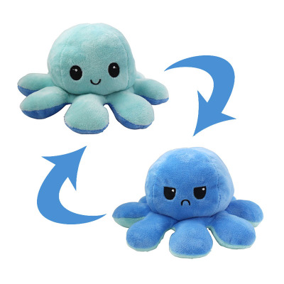 抖音热卖翻面章鱼公仔双面翻转玩偶 培训机构礼品八爪鱼毛绒玩具