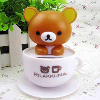 太阳能咖啡杯公仔巧克力小熊汽车摆件团体定制