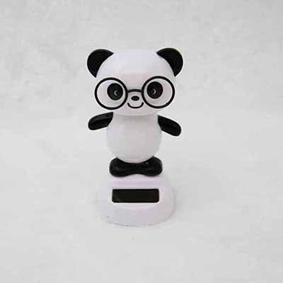 太阳能摆件 熊猫公仔太阳能车载饰品定制