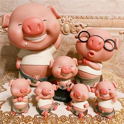 抖音猪仔素小猪存钱罐 可爱猪年家居摆件装饰车摆