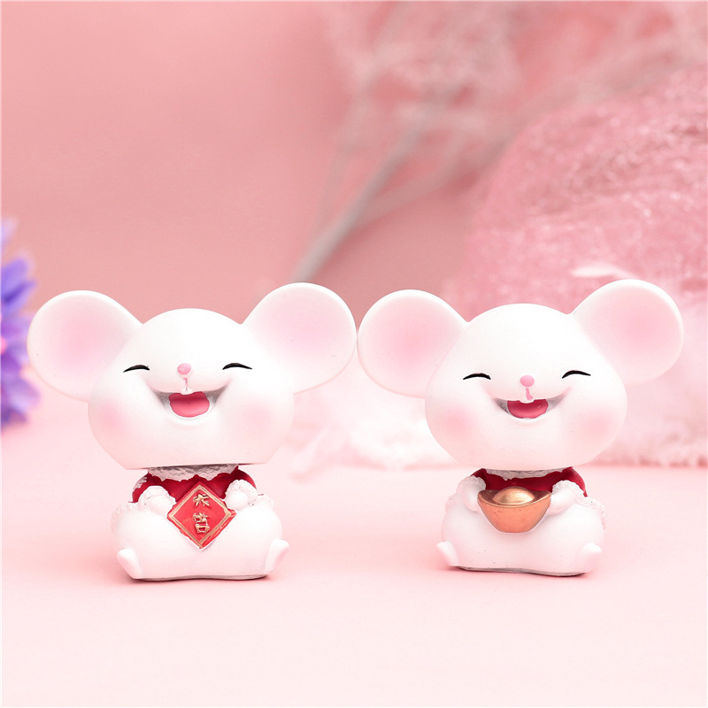 鼠年新年礼物车载摇摆喜乐鼠 卡通公仔小老鼠定制