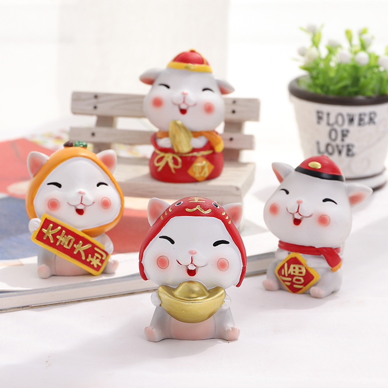 拜年老鼠摆件招财生肖鼠 桌面摆设鼠年吉祥物公仔定制