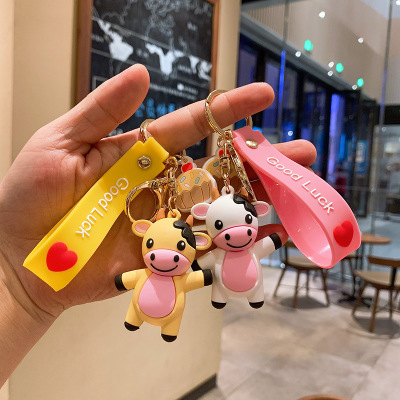 滴胶卡通公仔牛年礼品创意书包挂件玩偶汽车钥匙链包包挂饰钥匙扣