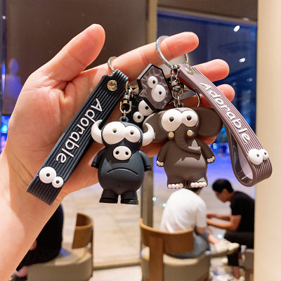 大象小牛卡通硅胶公仔钥匙扣pvc汽车钥匙链挂件创意包包挂饰礼物