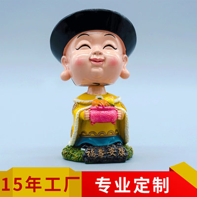 福寿安康树脂娃娃摆件定制 卡通创意公仔工艺品 摇头汽车摆件定做
