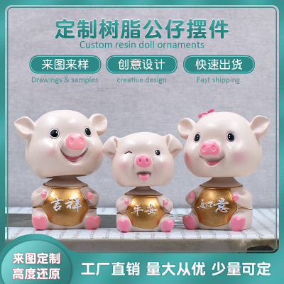 卡通树脂摇头公仔定制树脂工艺品汽车摆件定做动漫手办公仔树脂