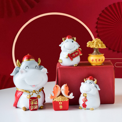 新中式创意可爱招财牛摆件 储蓄罐牛年发财吉祥物家居牛气冲天摆件